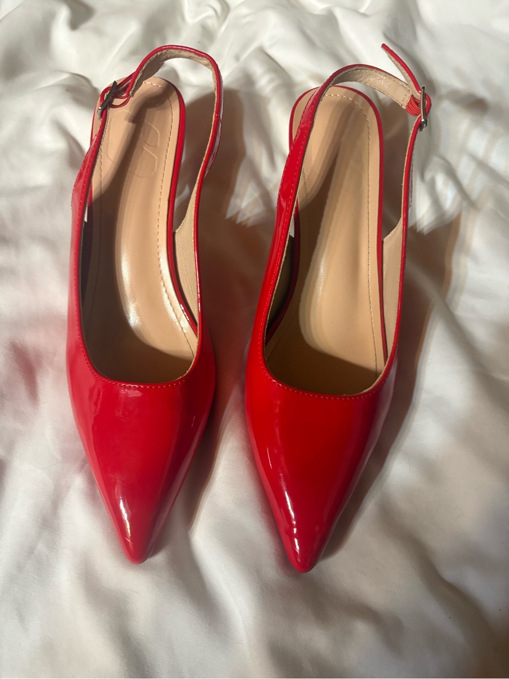 Red Patent Pointed-Toe Slingback Pumps - Women's